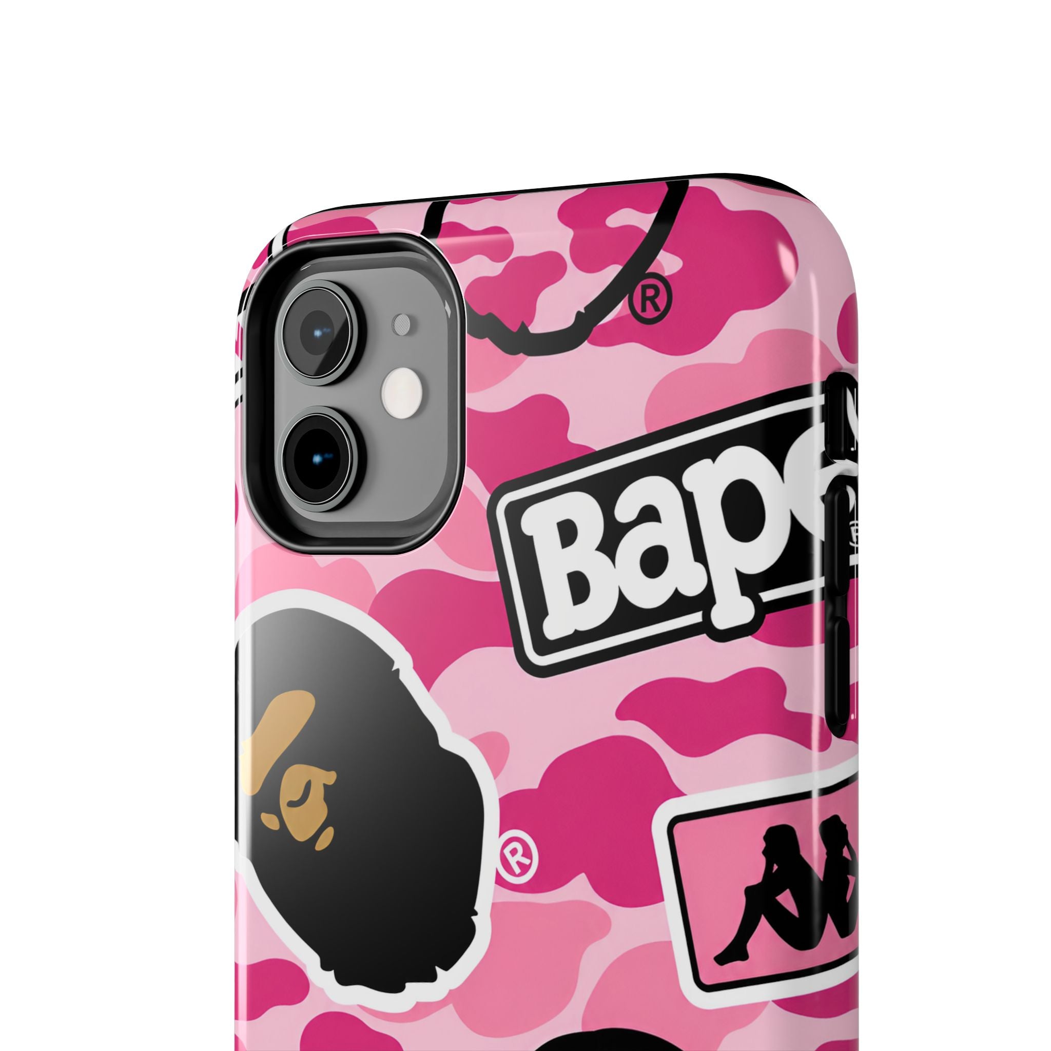 Pink Sticker Bape Print Phone Case