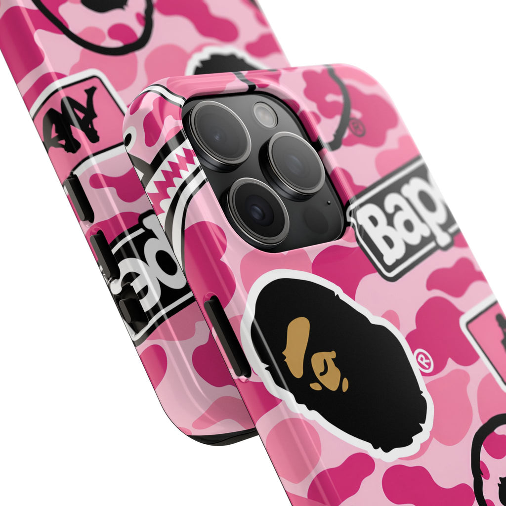 Pink Sticker Bape Print Phone Case
