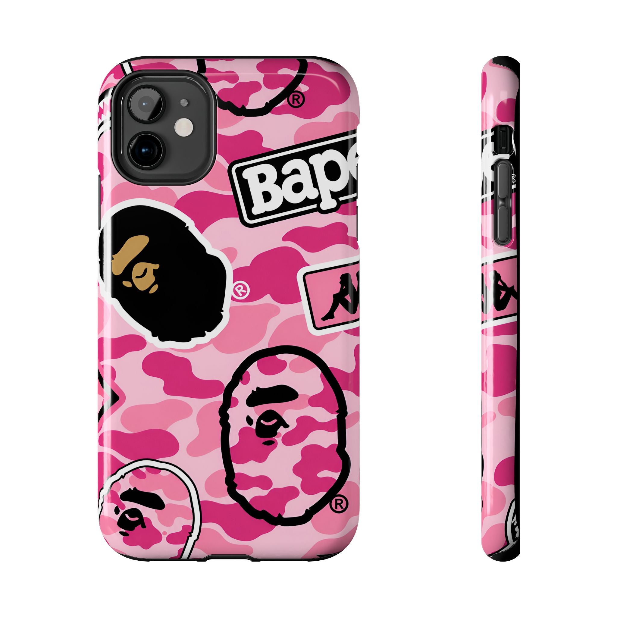 Pink Sticker Bape Print Phone Case