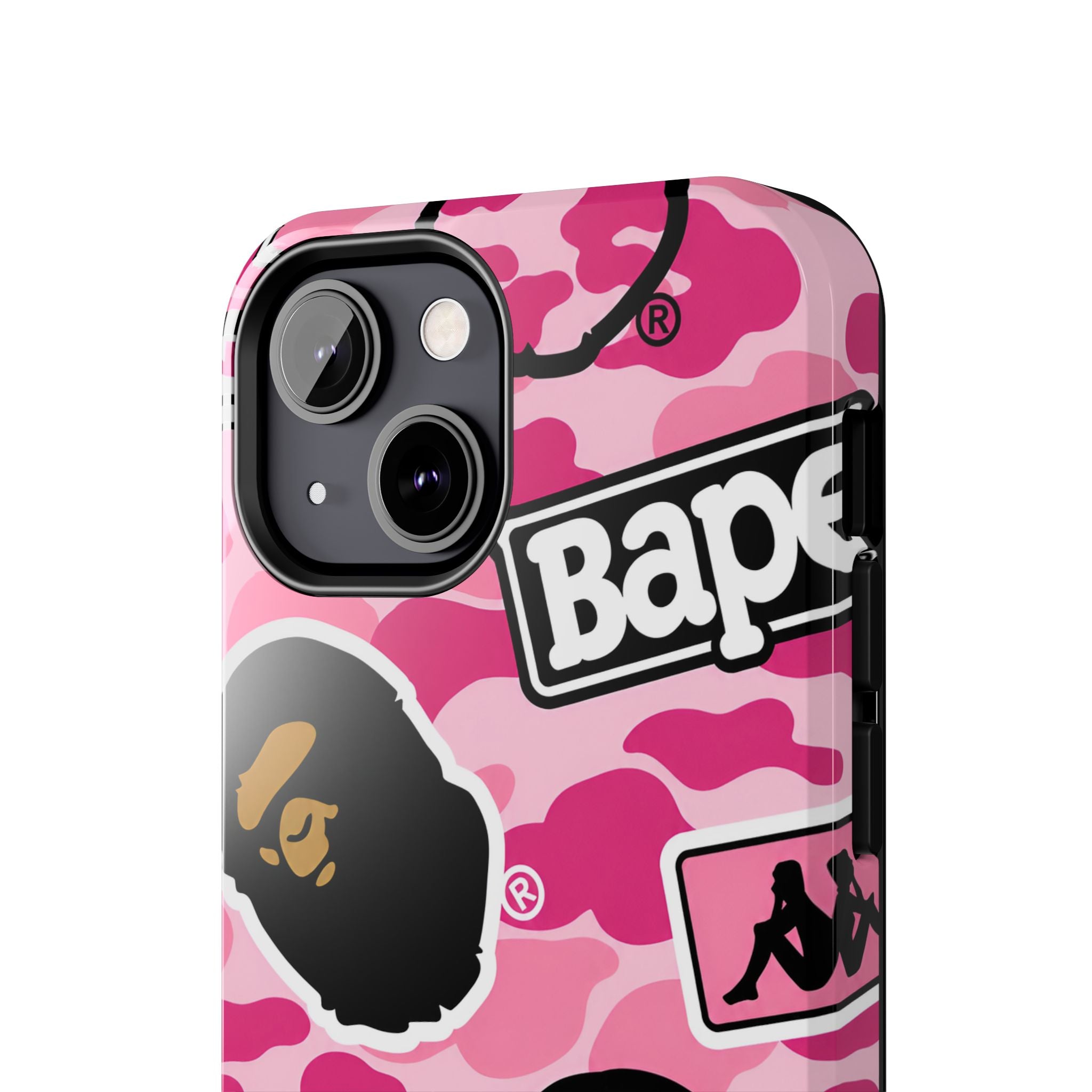 Pink Sticker Bape Print Phone Case