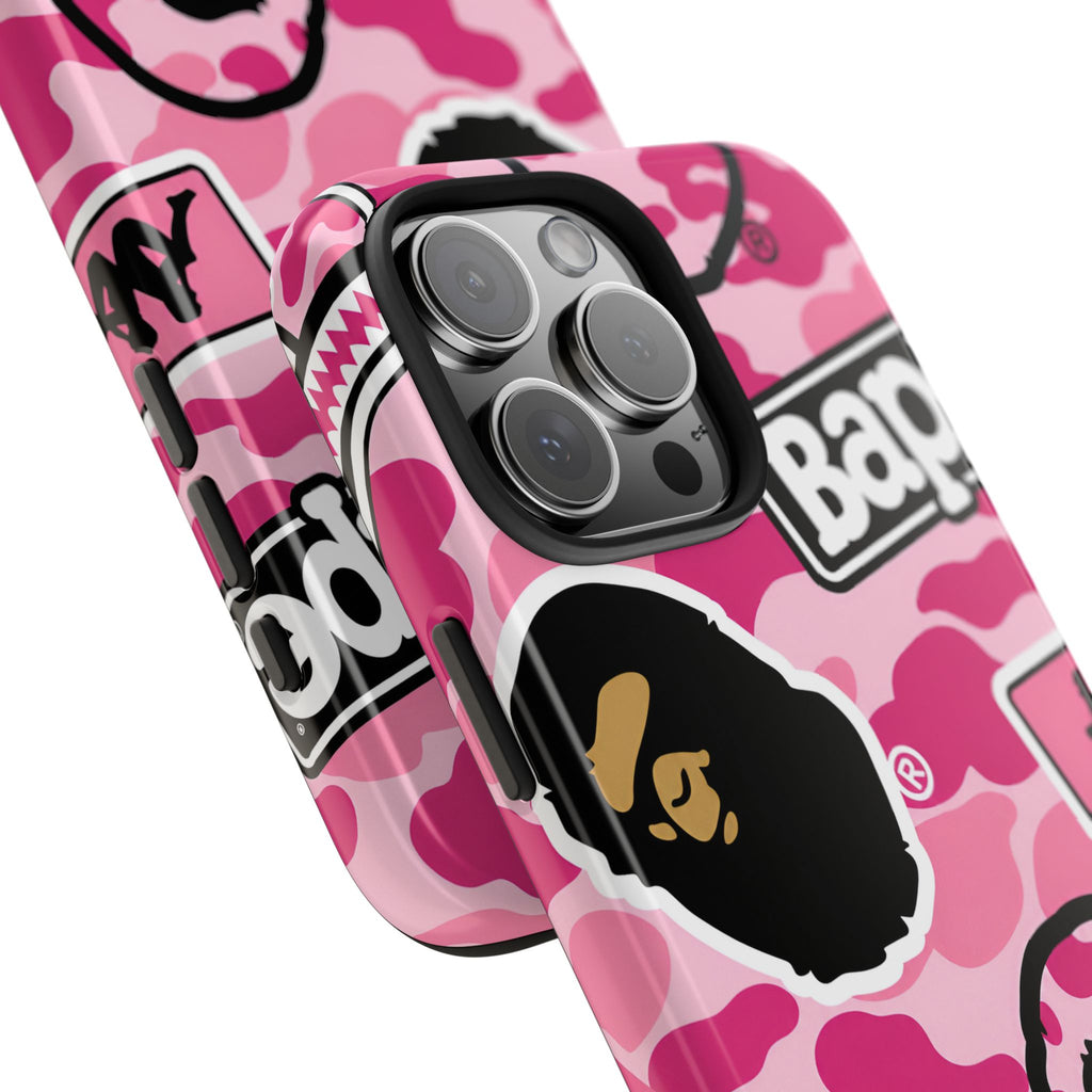 Pink Sticker Bape Print Phone Case