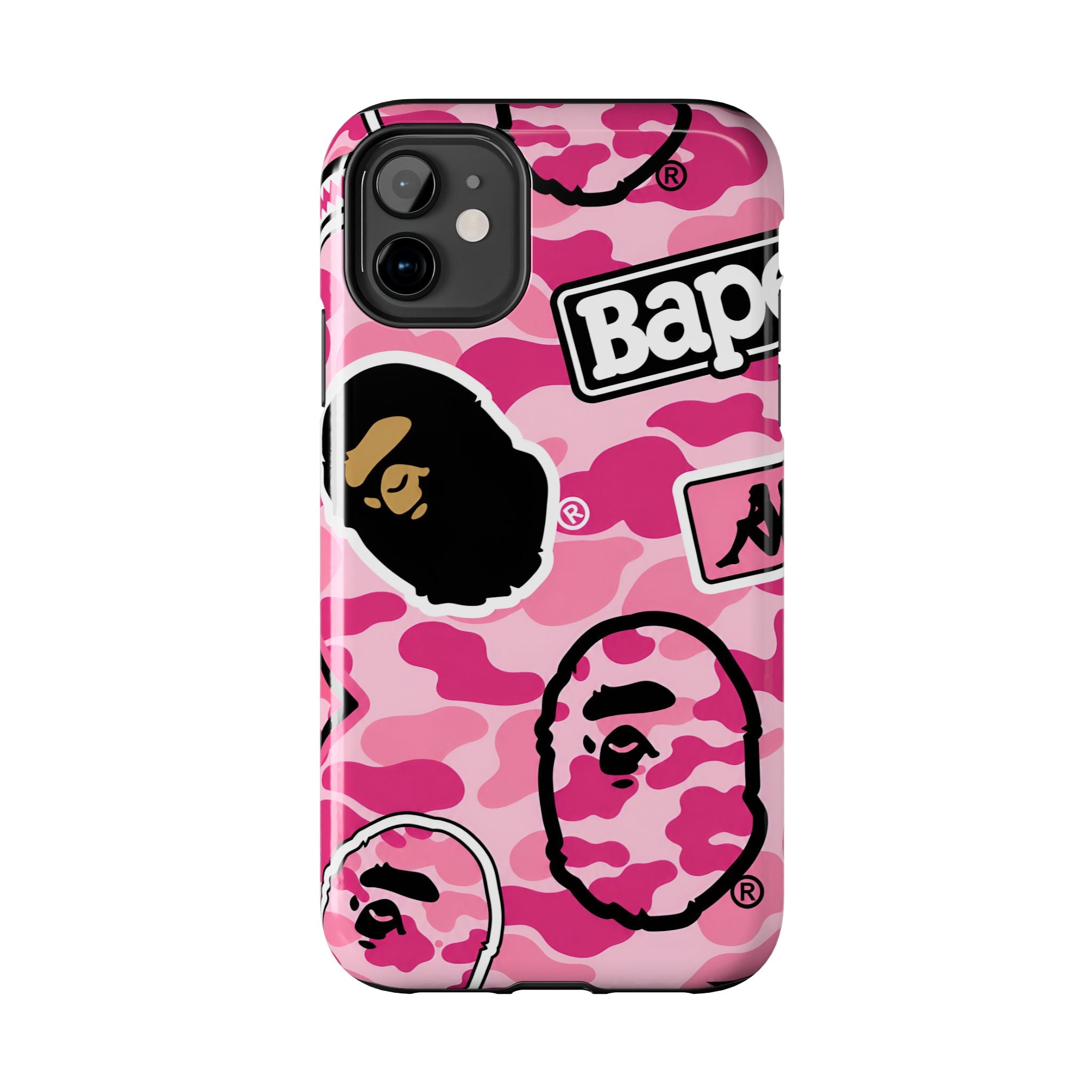 Pink Sticker Bape Print Phone Case