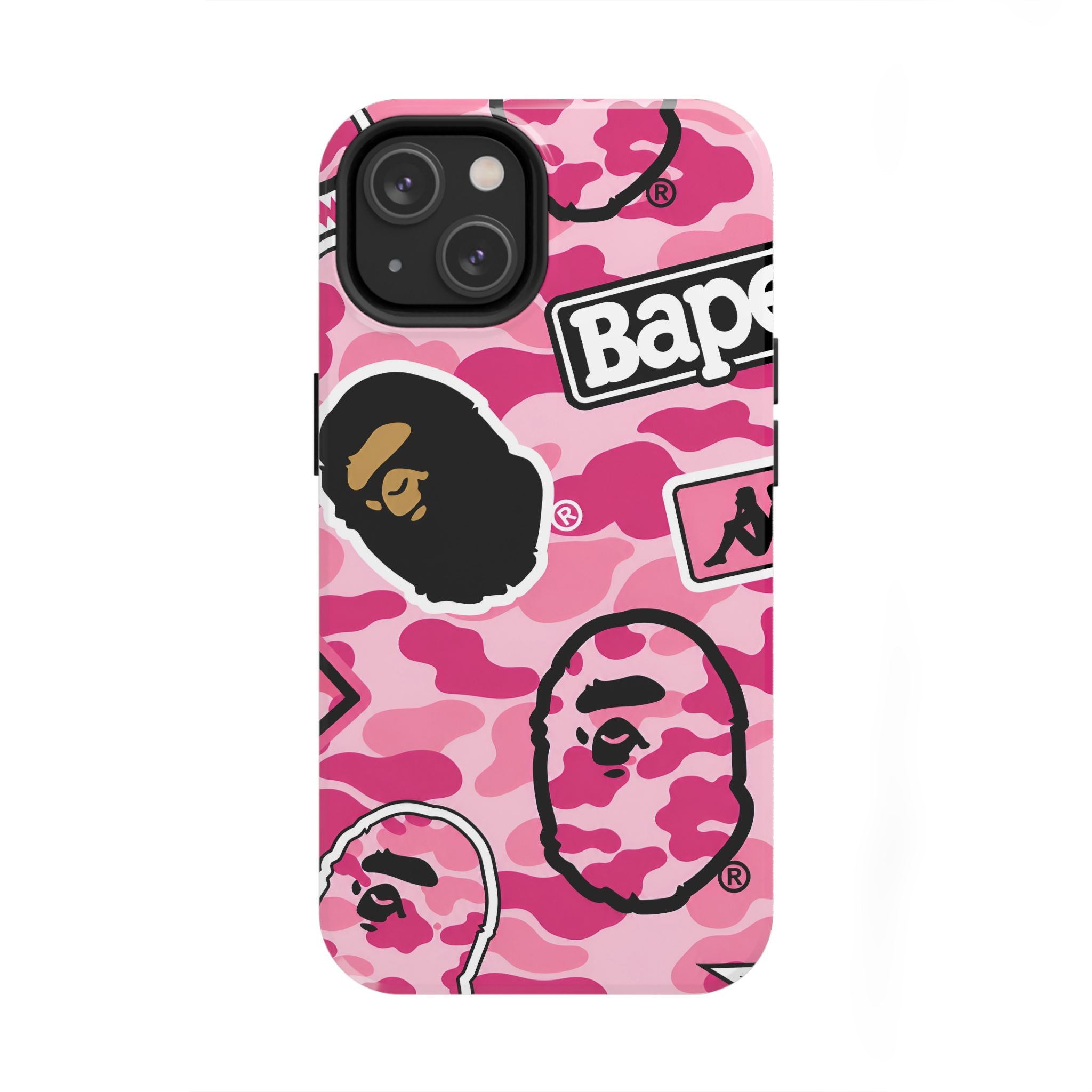 Pink Sticker Bape Print Phone Case