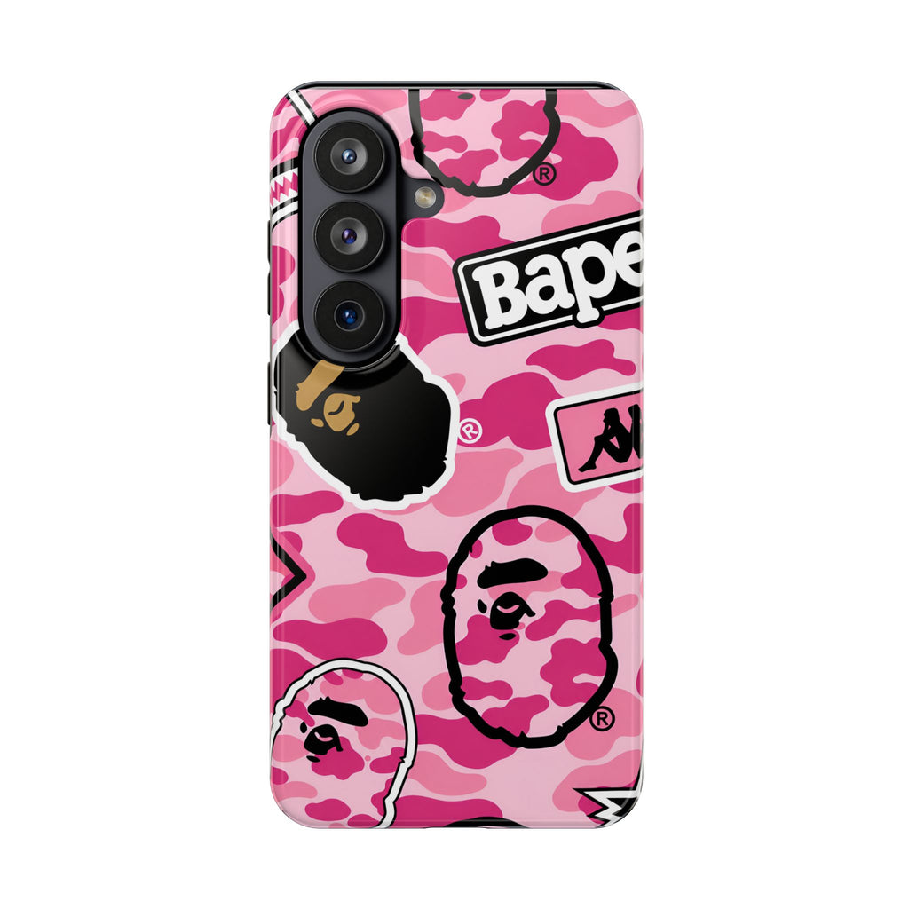 Pink Sticker Bape Print Phone Case