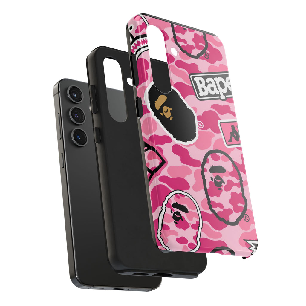 Pink Sticker Bape Print Phone Case