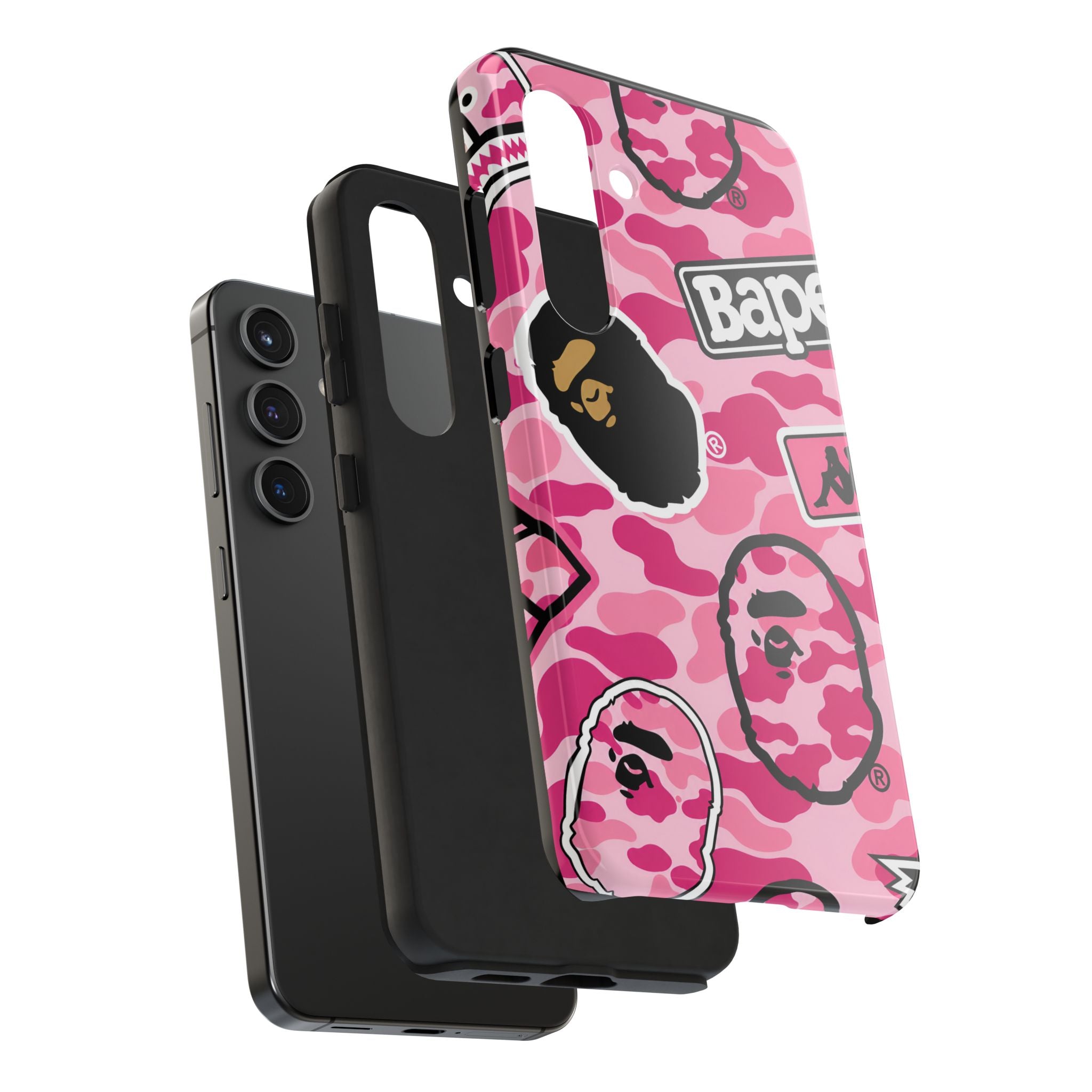 Pink Sticker Bape Print Phone Case