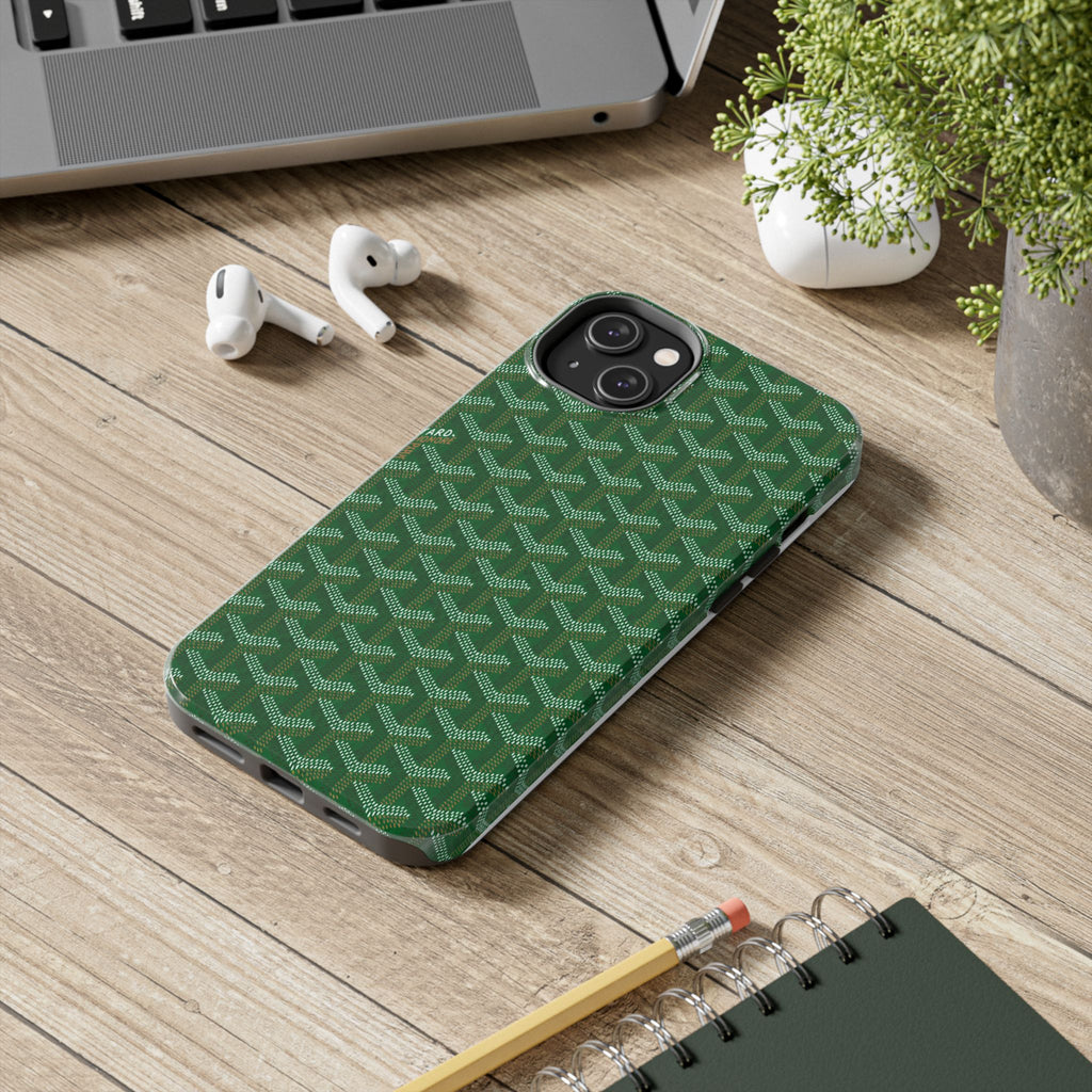 Green Goyard Phone Case