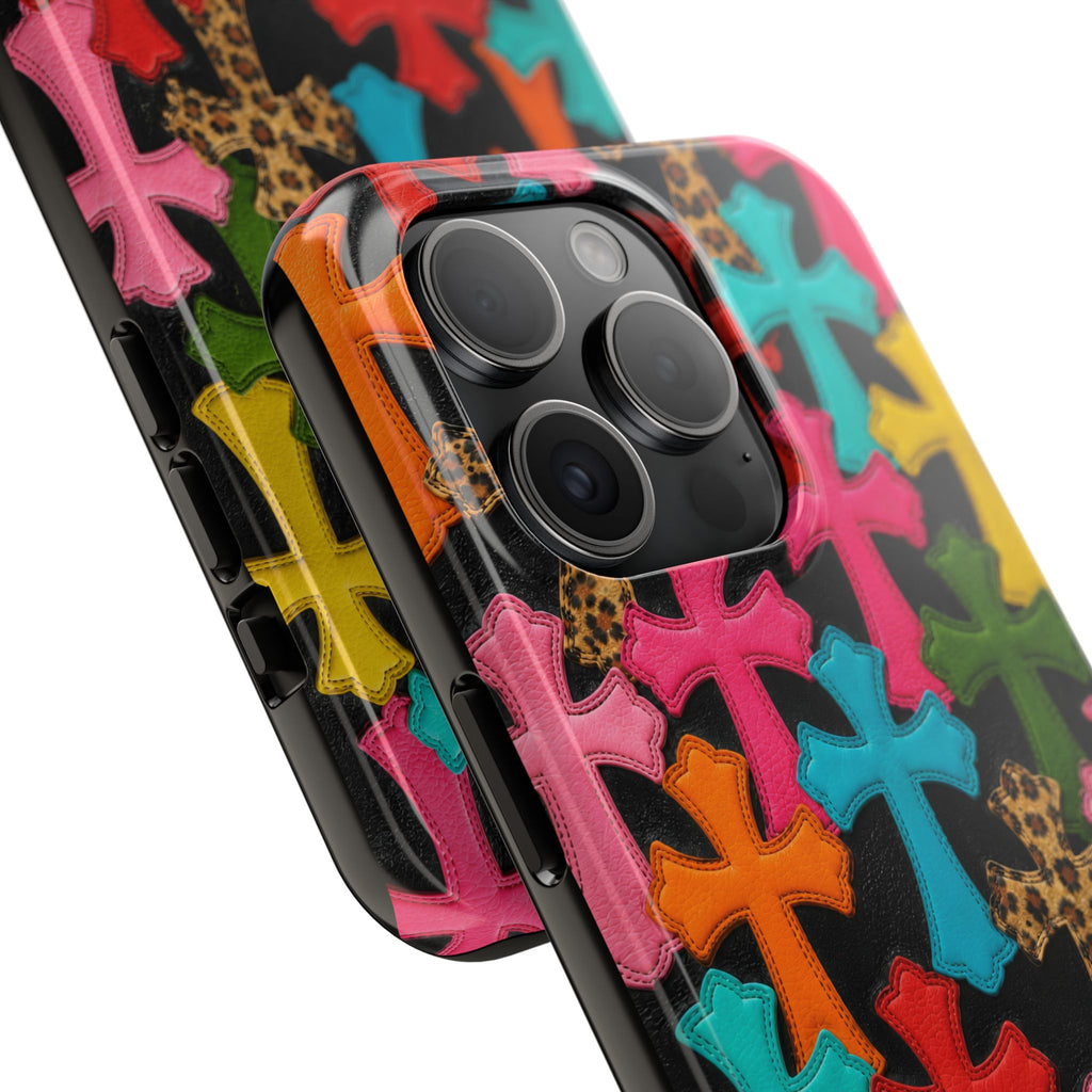 Chrome Hearts Multicolor Leather Printed Phone Case