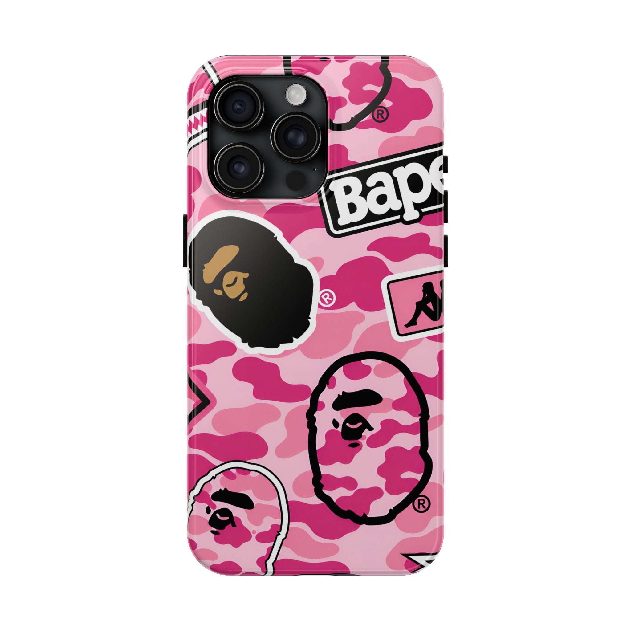 Pink Sticker Bape Print Phone Case