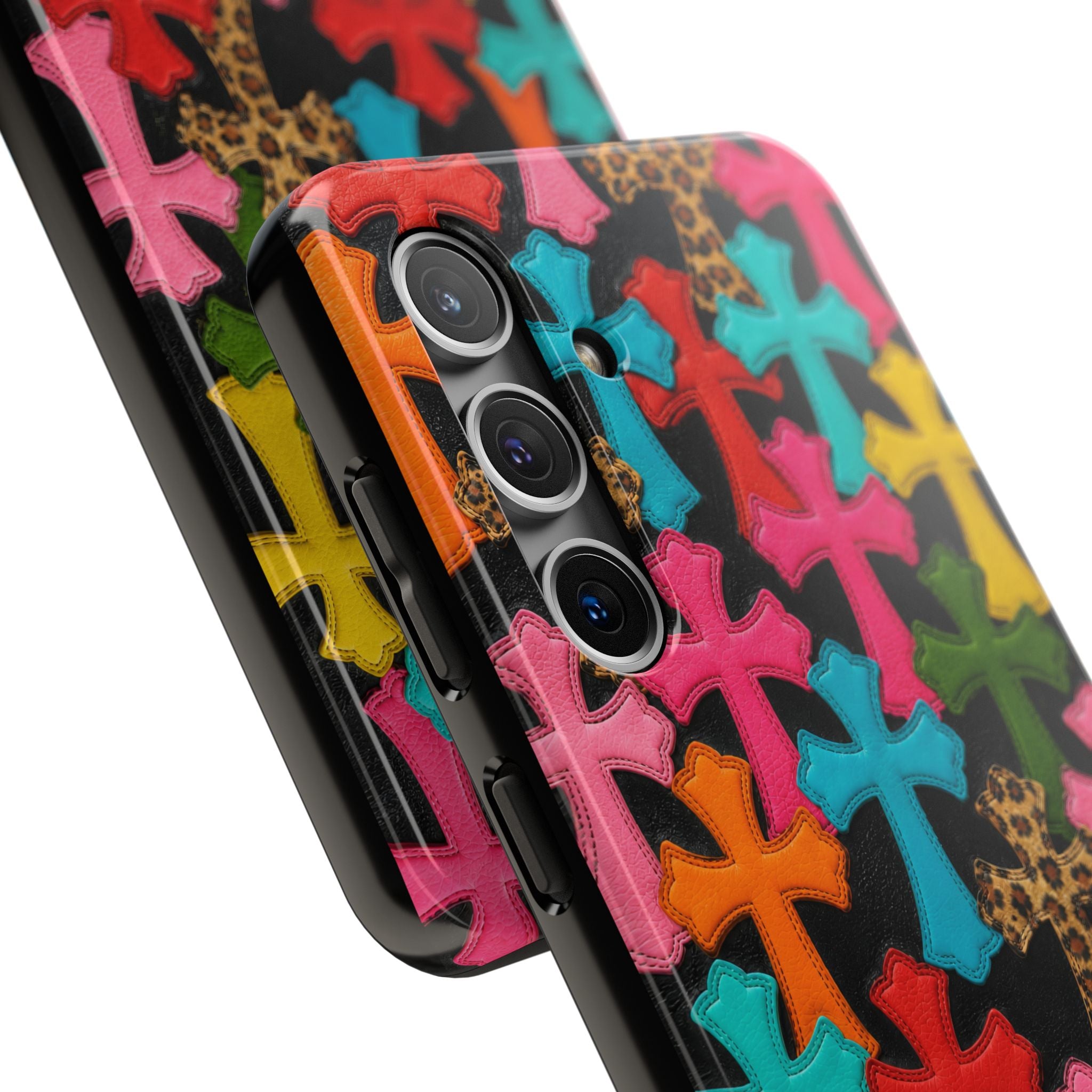 Chrome Hearts Multicolor Leather Printed Phone Case