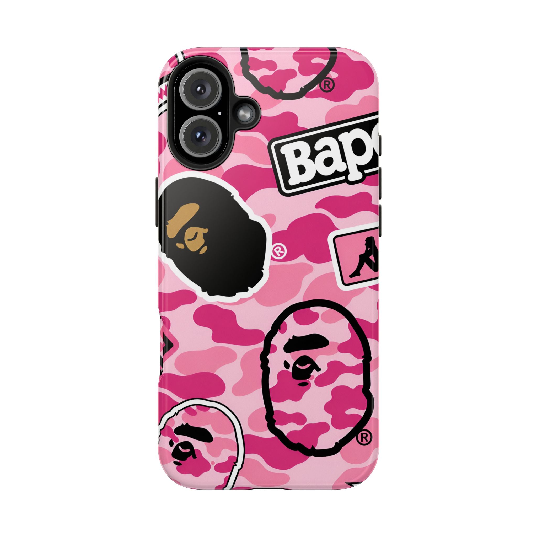 Pink Sticker Bape Print Phone Case